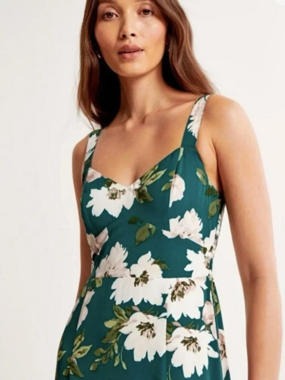 AF Abercrombie & Fitch Green Floral Drama Ruffle Tiered Maxi Dress Size S NWoT